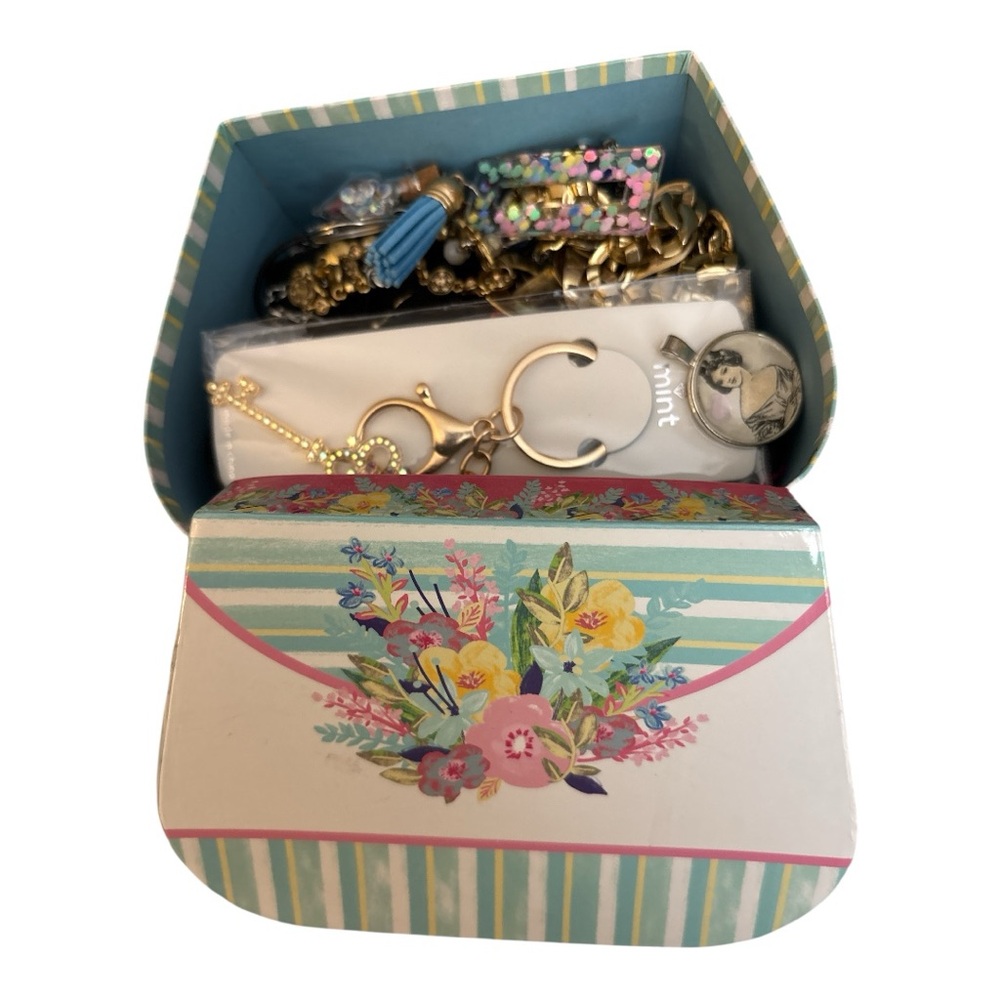 Floral Jewelry Box with Assorted Accessories